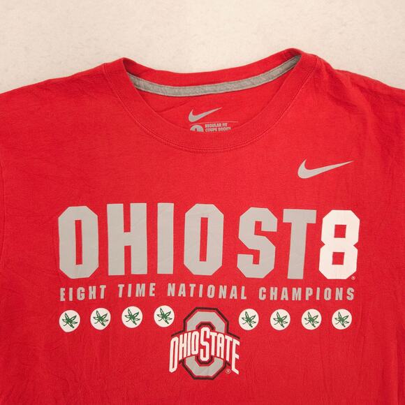 Nike Ohio State Buckeyes College Soccer T Shirt Mens Size Large L Red - Picture 1 of 9